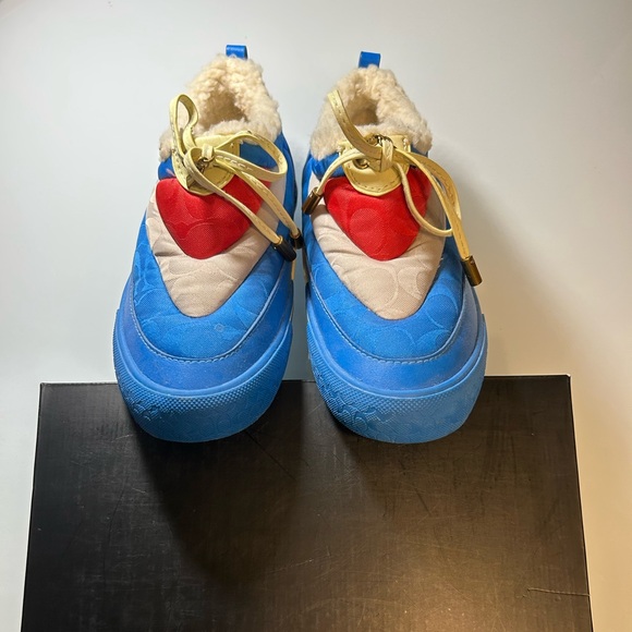 Coach Shoes - Coach Blue, Red & Cream Heart-Accent Ankle Booties